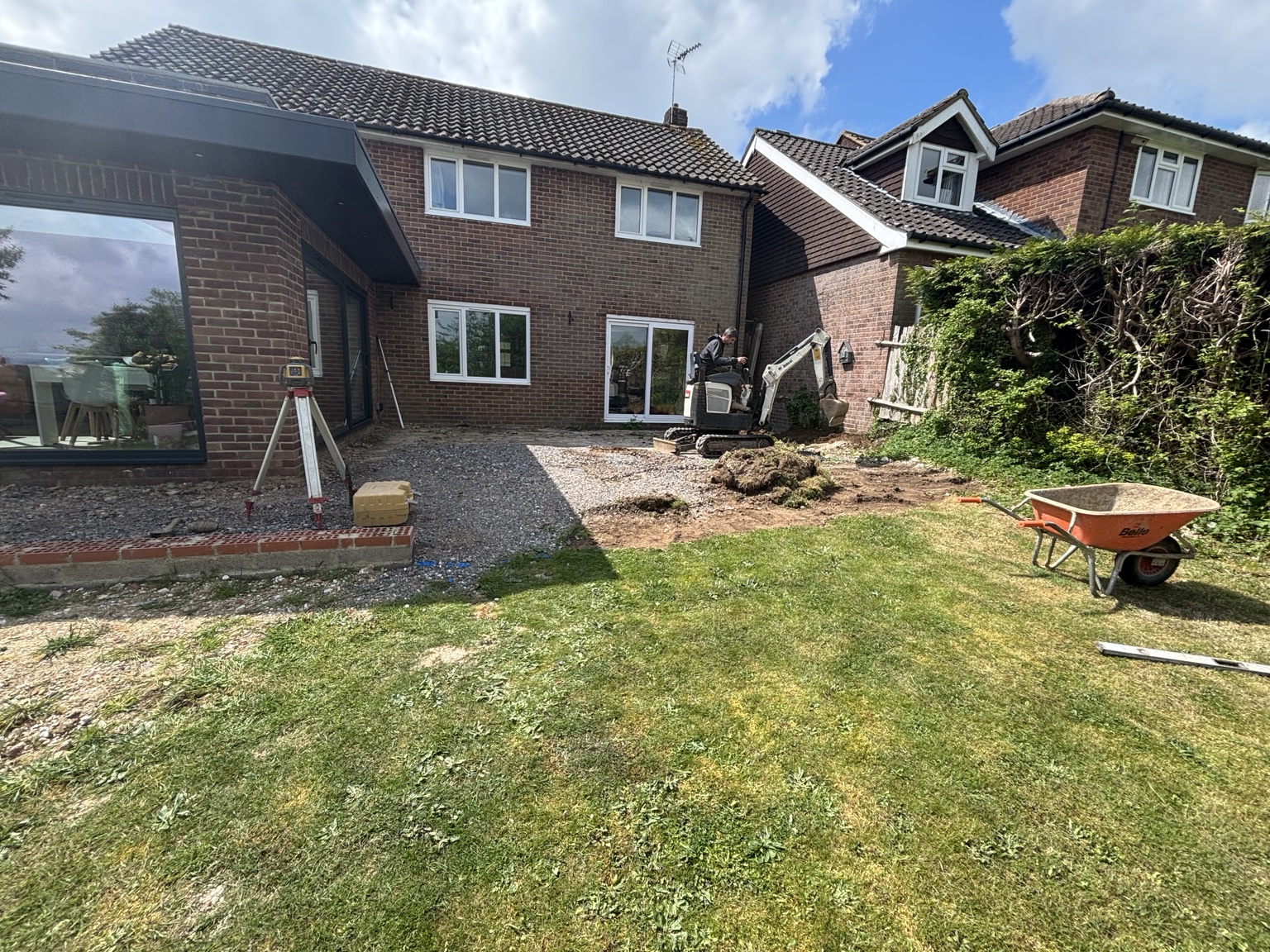 Excavation and prepared ground before the patio was laid