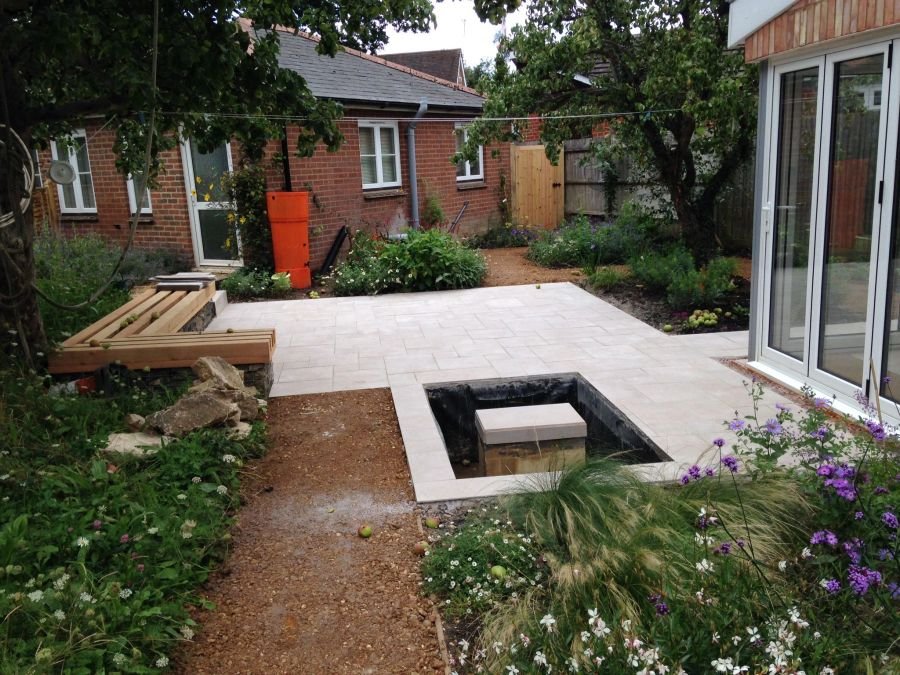 Completed garden patio and path