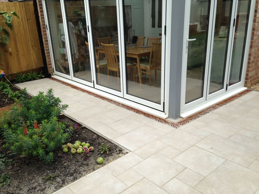 Paved patio outside a home