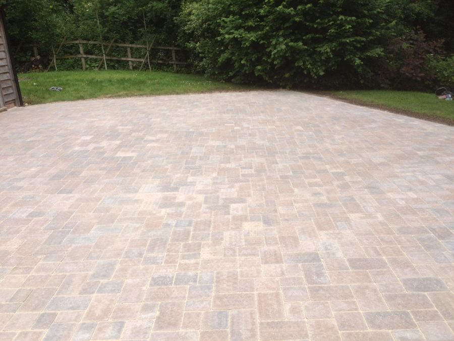 Large finished block paved driveway