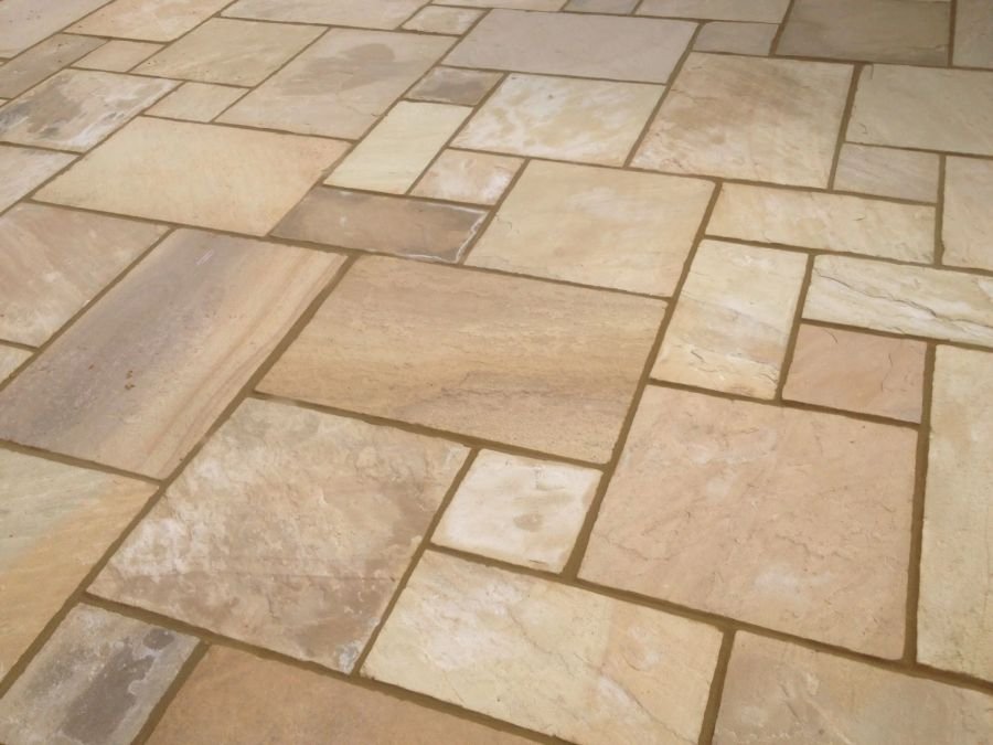 Close view of finished paving slabs